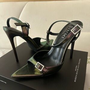MAWI Iridescent Green and Black Heels